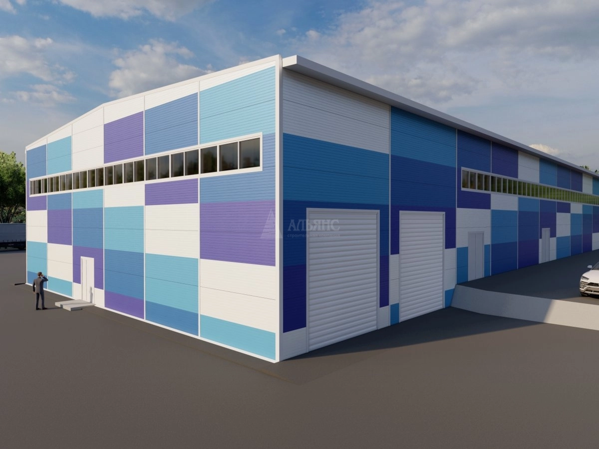 3D визуализация Производственное здание из сэндвич-панелей - фото 2