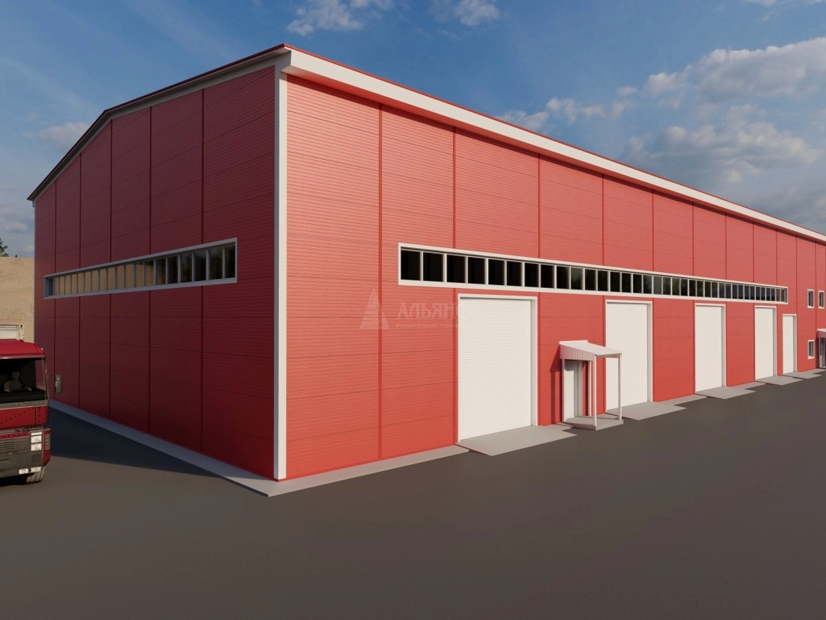 3D визуализация Ремонтно-механическая мастерская из сэндвич-панелей - фото 2