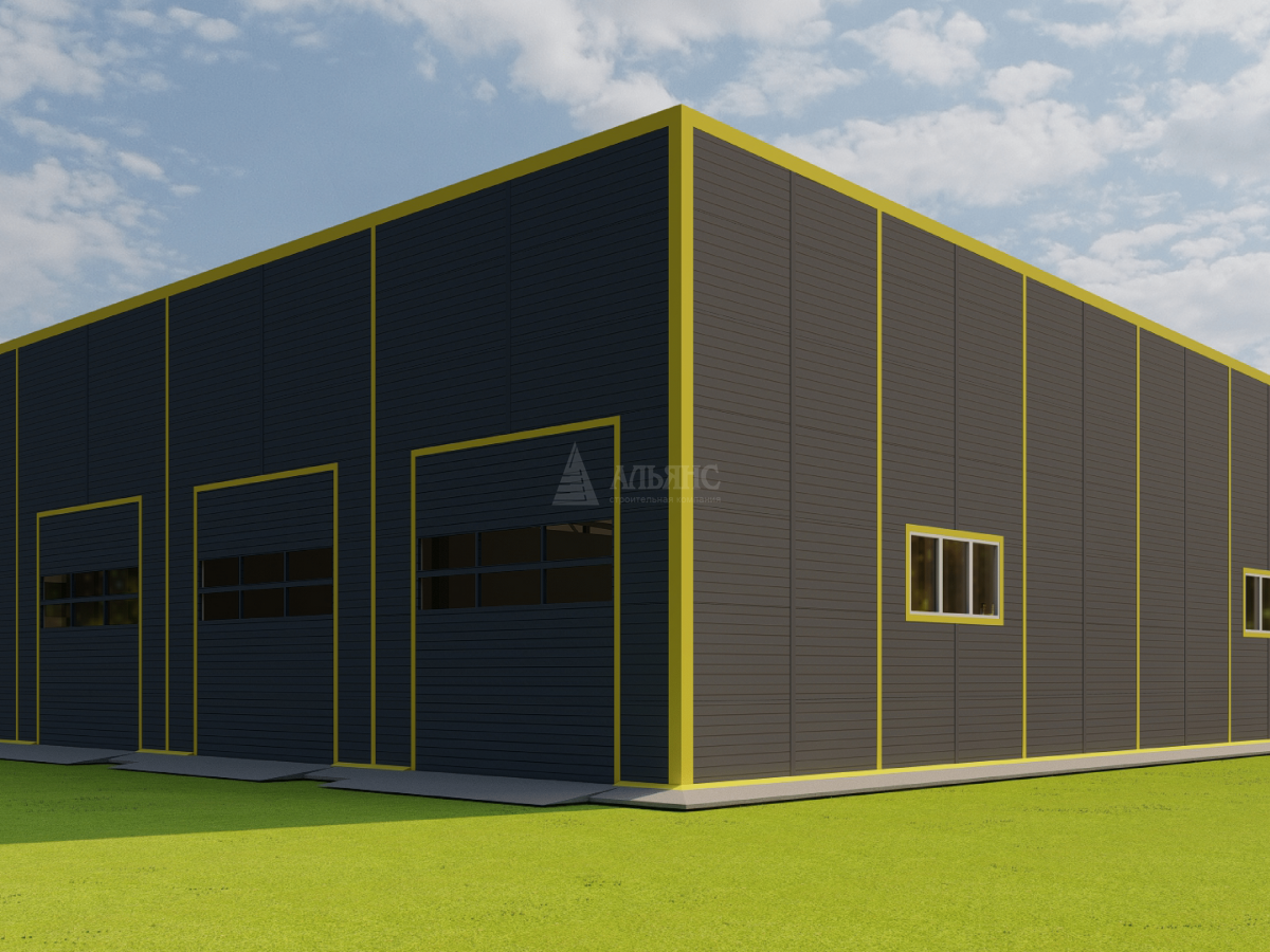3D визуализация СТО с АБК из сэндвич-панелей - фото 8