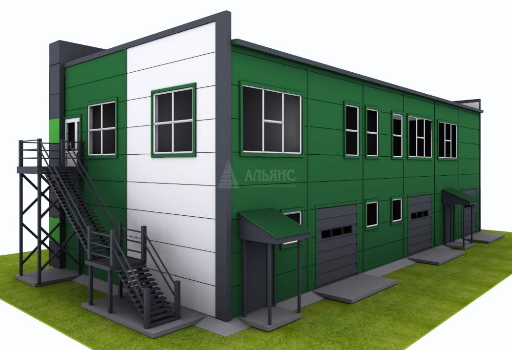 3D визуализация Торгово-офисное здание из сэндвич-панелей - фото 2