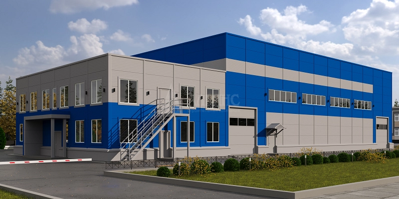 3D визуализация Производственное здание из сэндвич-панелей  - фото 1