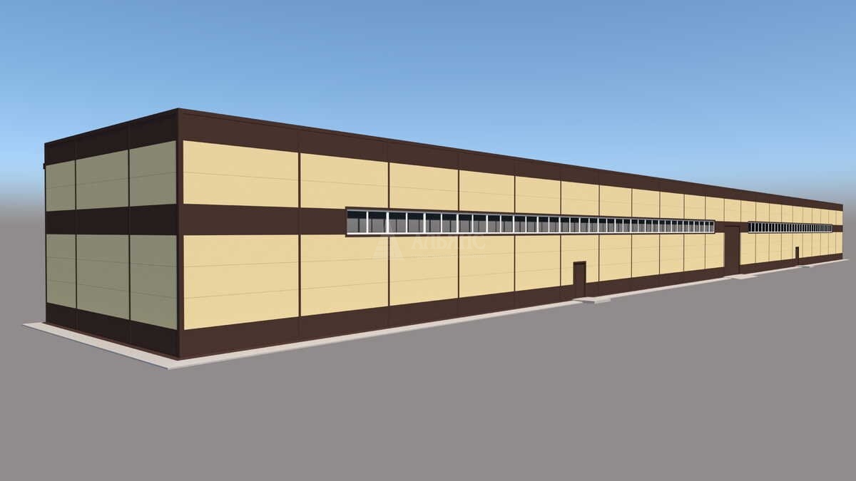 3D визуализация Производственное здание из сэндвич-панелей - фото 1